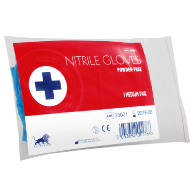 Blue Lion Blue Nitrile Powder Free Gloves - Medium (Pair)